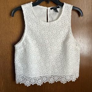 Forever 21 White Floral Lace Sleeveless Blouse